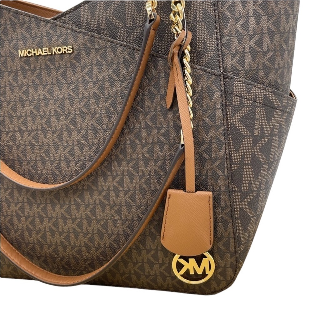 Michael Kors Large X Chain Shoulder Tote Bag Brown/Gold - Picture 3 of 9